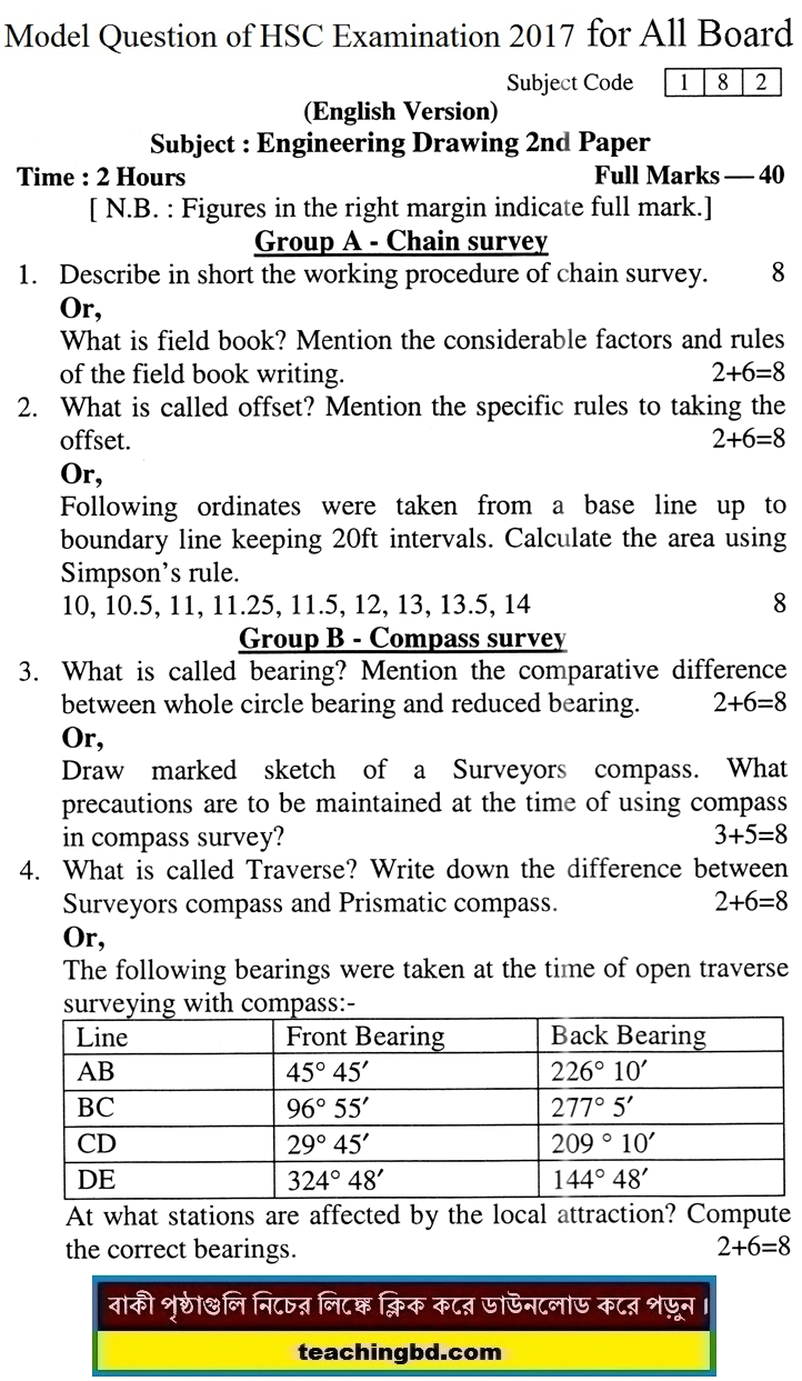 EV Engineering Drawing and Survey 2 Suggestion and Question Patterns of HSC Examination 2017-1