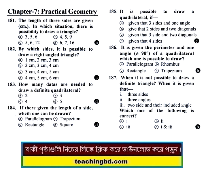 EV SSC MCQ Question Ans. Practical Geometry