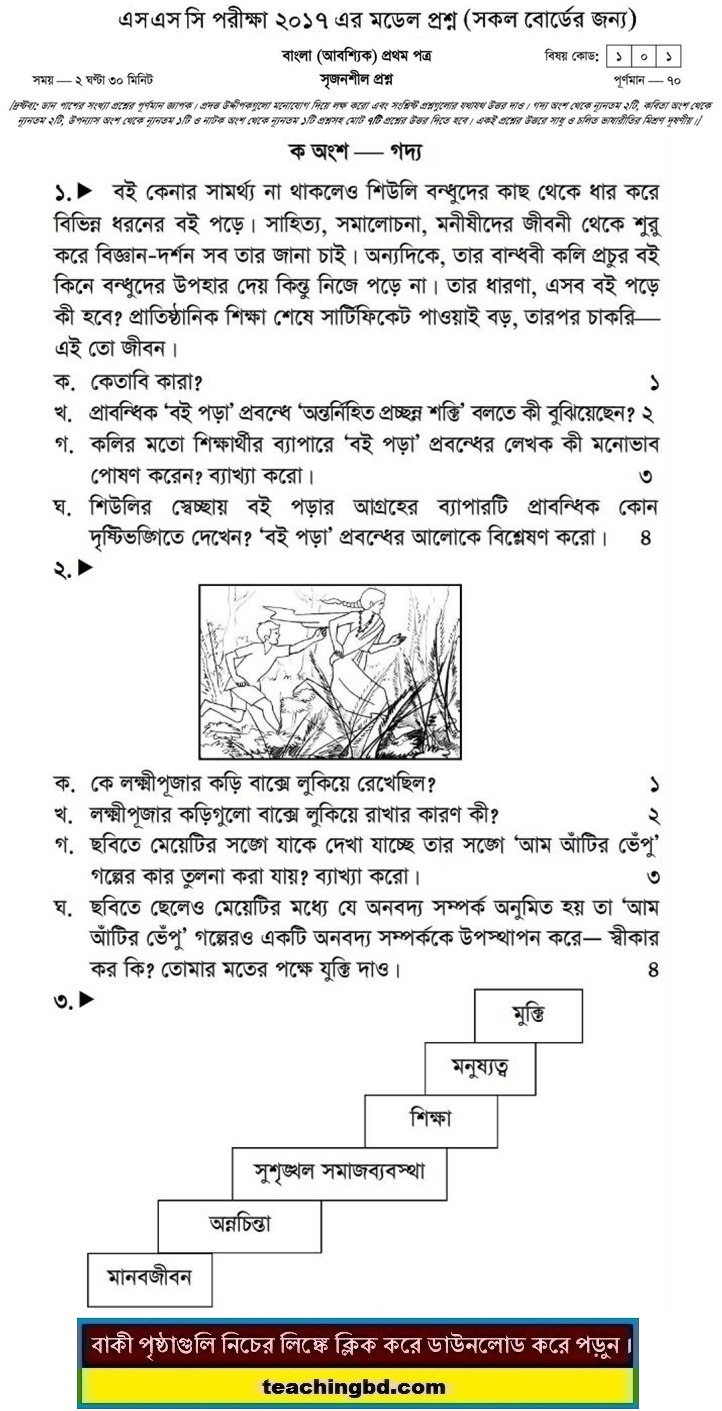 Bengali 1st Paper Suggestion and Question Patterns of SSC Examination 2017-12