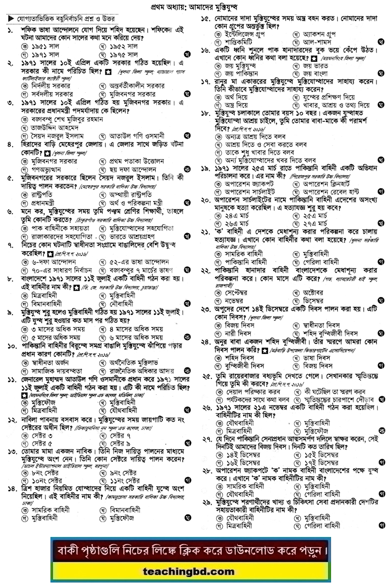 PECE Bangladesh and Bisho Porichoy MCQ Question With Answer Chapter 1