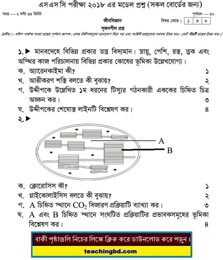 Biology Suggestion and Question Patterns of SSC Examination 2018-1