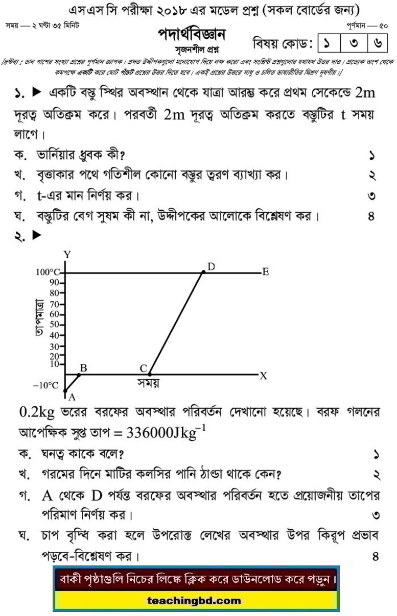 Physics Suggestion and Question Patterns of SSC Examination 2018-1
