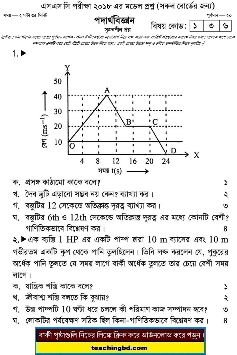 Physics Suggestion and Question Patterns of SSC Examination 2018-3