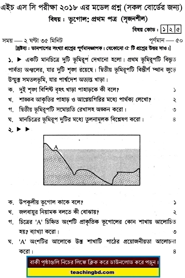 HSC Geography 1st Paper Suggestion and Question Patterns 2018-5