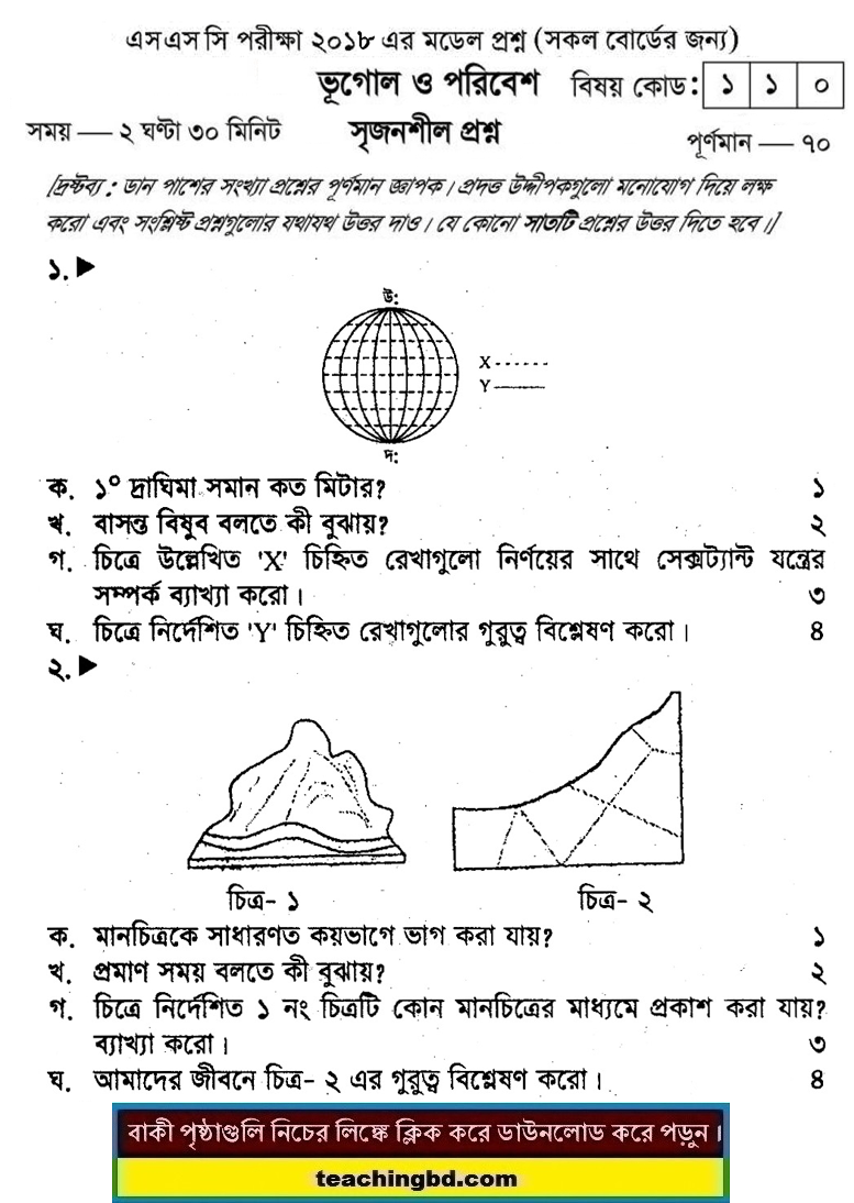 Geography Environment Suggestion Question Patterns SSC Examination 2018-9