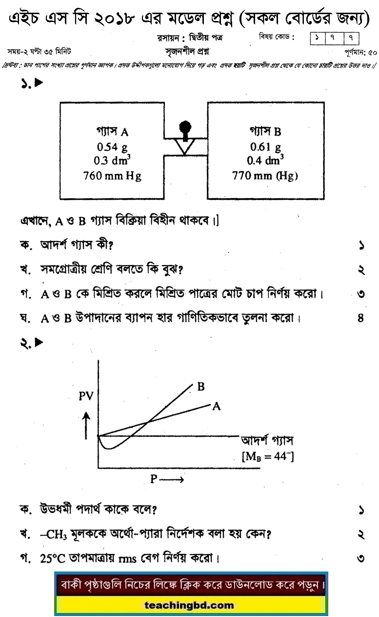 HSC Chemistry 2nd Paper Suggestion and Question Patterns 2018-2