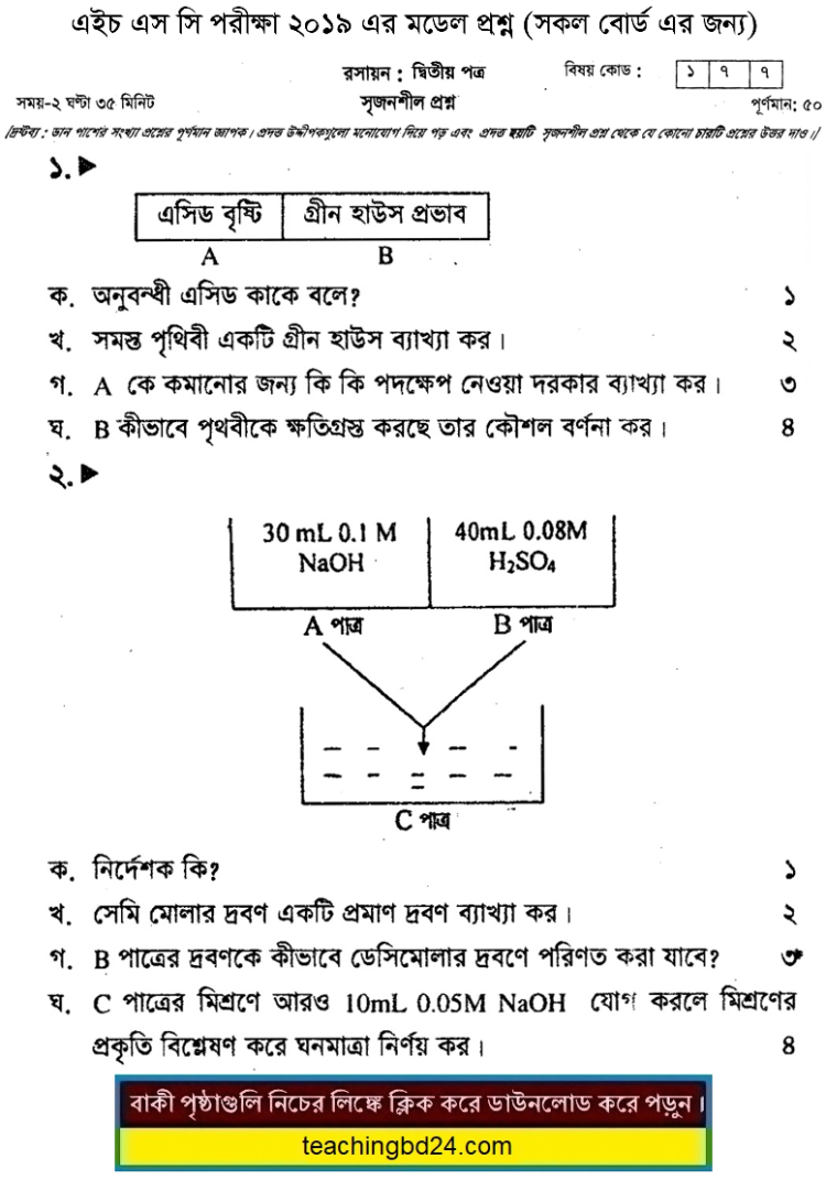 HSC Chemistry 2nd Paper Suggestion and Question Patterns 2019-4