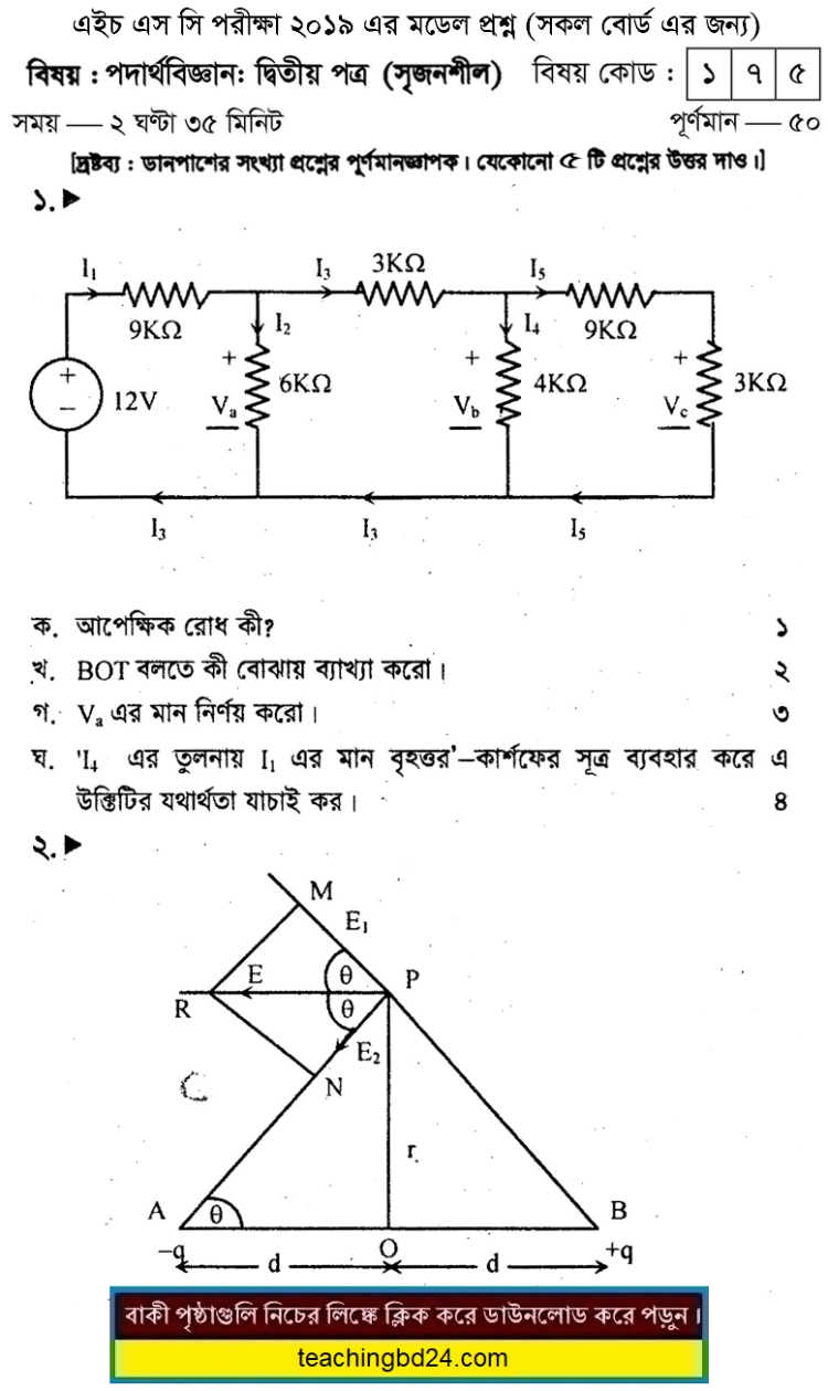 HSC Physics 2nd Paper Suggestion and Question Patterns 2019-2