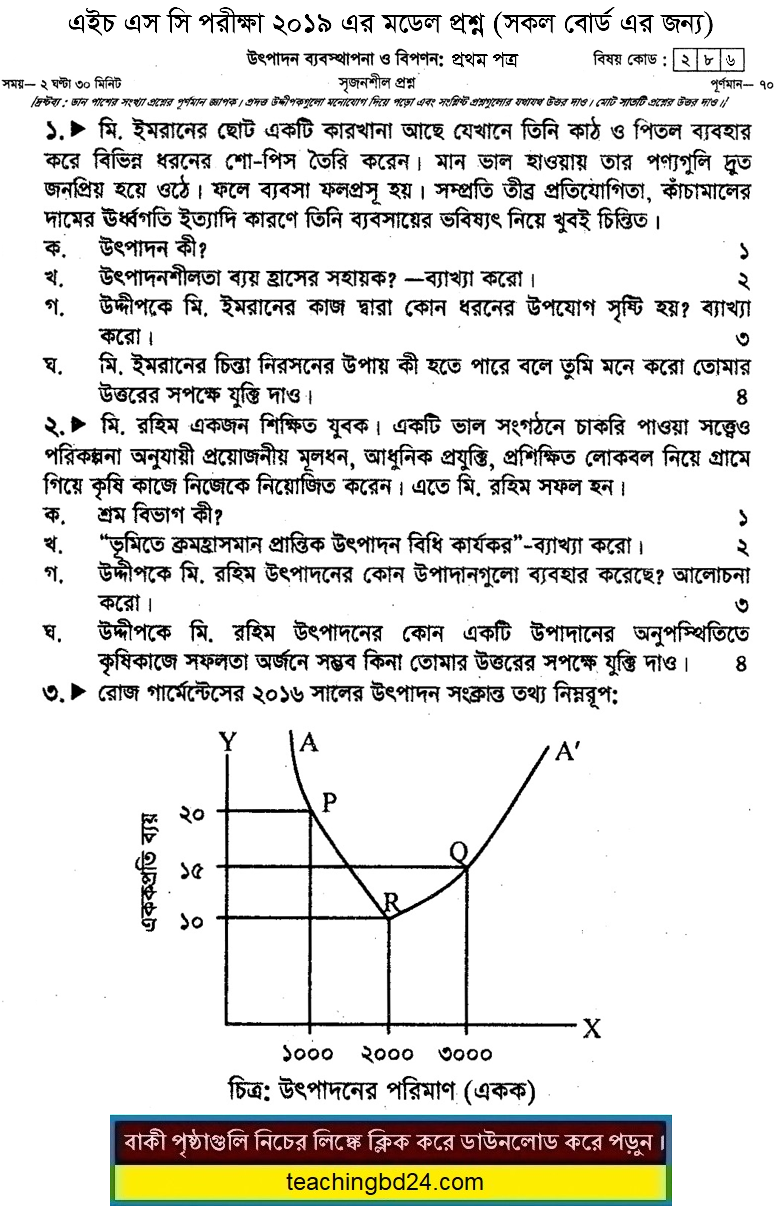 HSC Production Management & Marketing 1st Paper Suggestion and Question Patterns 2019-4